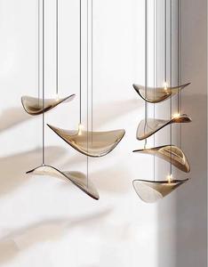 Lampadario in Vetro Personalizzato a Foglia di Loto, Lampada a Sospensione per Hotel, Villa, Soggiorno, Clubhouse, <span class=keywords><strong>Sala</strong></span> Banchetti, <span class=keywords><strong>Sala</strong></span> Espositiva, Lampada Creativa Sospesa - Product Image 4