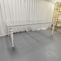 Table de salle à manger rectangulaire moderne à quatre pieds en acier inoxydable pour fêtes, mariages, hôtels et extérieur