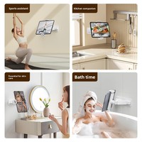 Support de tablette mains libres pour diffusion en direct, support mural extensible pour téléphones et iPad, réglable et pliable pour utilisation au lit