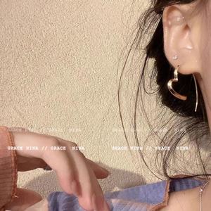 Pendientes de Aro en Forma de U Geométricos de Acero Inoxidable para Mujer, Joyería Moderna para Fiestas, Chapados en Oro de 14K, Alta Calidad, Personalizados - Product Image 1