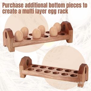 Contenedor de Alimentos de Madera para Huevos, Gran Capacidad, Compartimentos Divididos, Almacenamiento de Cocina, Conservación de Frescura - Product Image 3