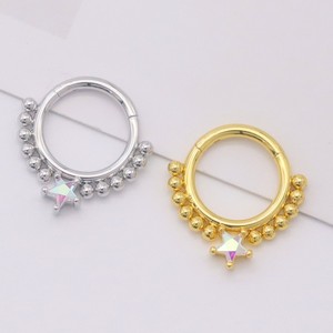 Anneau de nez en acier inoxydable, design floral, incrustation de zircon, ouverture sans soudure, bijoux cadeau - Product Image 3