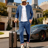 Ensemble de vêtements pour hommes de haute qualité en stock, veste de baseball minimaliste sportive en molleton patchwork pour l'automne, pantalon de jogging