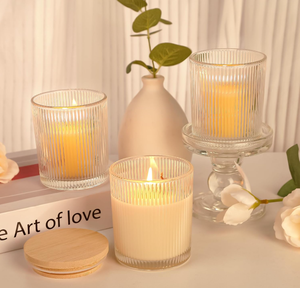 Bocaux à bougies en verre côtelé épais <span class=keywords><strong>de</strong></span> 7 oz pour la fabrication <span class=keywords><strong>de</strong></span> bougies avec couvercles en bambou hermétiques, mèches et autocollants, pour la fabrication <span class=keywords><strong>de</strong></span> bougies DIY - Product Image 3