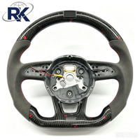 Volant en fibre de carbone véritable et suède blanc à fond plat pour Audi A3 A4 A5 Q3 Q5 2008-2022, directement de l'usine