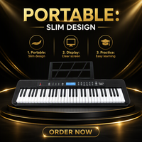 Clavier de piano numérique 61 touches sensible à la vélocité, écran LCD, 200 sons et rythmes, 80 morceaux de démonstration, multifonctionnel pour débutants