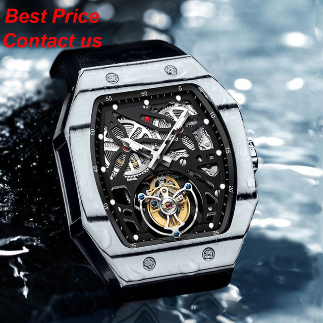 High Quality Luxury Carbon Fiber Tourbillon Watches Waterproof Luxury Skeleton Mechanical Watch for Men