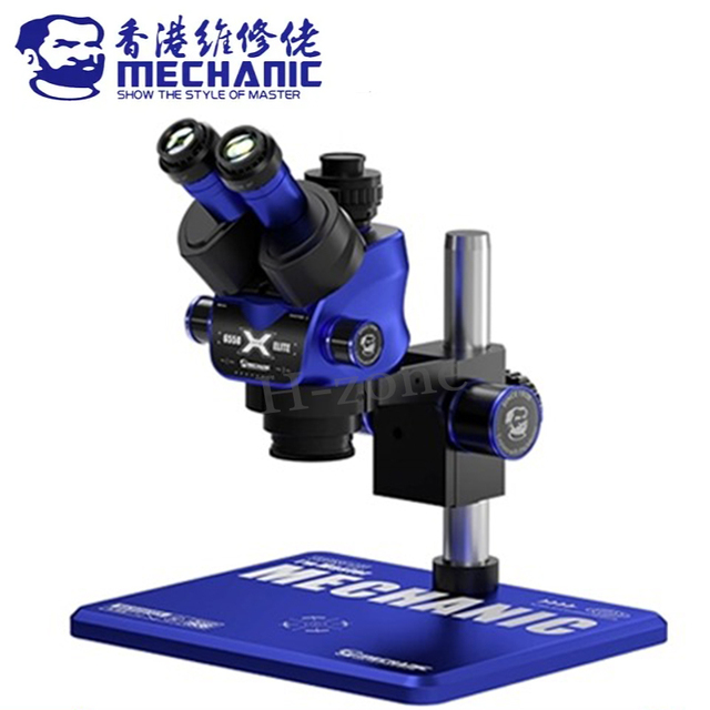 MECHANIC 6558 Elite Trinocular Stereo Microscope 6.5X-58X Zoom 100mm Height Adjustment HD Eyepieces for Electronics Repair