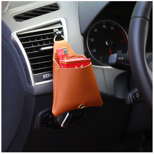 Bolsa de almacenamiento para coche, bolsa colgante para rejillas de ventilación, bolsa de almacenamiento multifuncional de cuero PU para accesorios de coche, soporte para teléfono de coche - Product Image 4