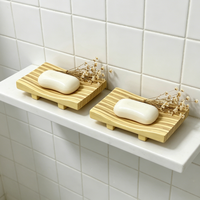 Plateau à Savon en Résine Effet Bois Luxe, Support de Rangement et Présentoir pour Comptoir de Salle de Bain