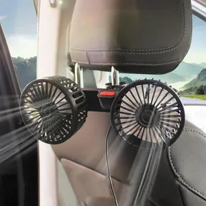 5VUSB車の冷却ファンマルチアングル回転可能なデュアルヘッドUSB車両ファン調整可能な自動クーラー扇風機