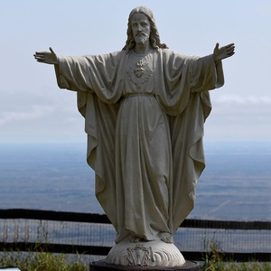 Decoración de jardín Mármol excavado <span class=keywords><strong>a</strong></span> mano Religioso Sagrado Corazón Jesús Escultura Estatua de Cristo - Product Image 1