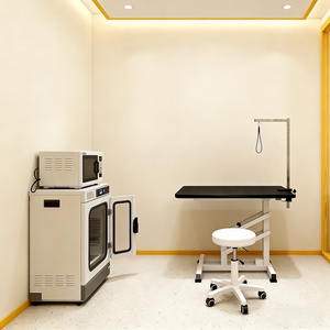 Negozio di articoli per animali domestici in <span class=keywords><strong>stile</strong></span> carino con decorazioni a righe gialle brillanti + vetrina espositiva ad arco con ripiani - Product Image 6