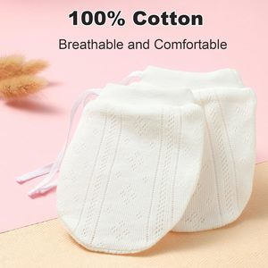 Mitaines anti-rayures pour bébé, gants chauds et respirants, design à cordon, en coton doux, petits gants d'automne - Product Image 3