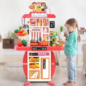 sharktoys 95cm Children play house toy Water Spray Pretend Cut Vegetable Play cooking Kitchen Toy Set Fruit Food For kids