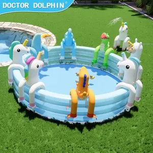 Doctor Dolphin Aufblasbarer Farbverlauf Einhorn Spray Splash Back Garten Hinterhof Sprinkler Wasserspiel Pool Spray Wasserspiel zeug