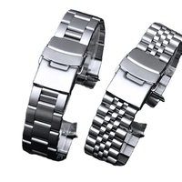 Logo personnalisé prix d'usine 22mm en acier inoxydable 316L massif 007 bracelet de montre à trois maillons à extrémité incurve20 22mm pour Seikoes