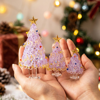 Modernes Mini-Murano-Glas Weihnachtsbaum-Set Handgefertigte Kristall-Weihnachtsbaum-Figuren für Büro-Schreibtisch Tischdekoration Feiertagsgeschenke