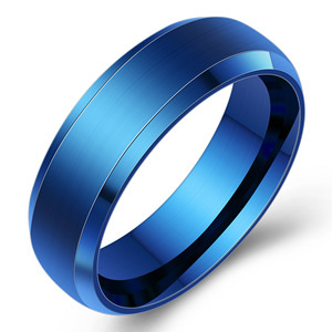 Titanium Steel <b>Couple</b> <b>Rings</b> 6Mm Simple Round Wedding Band Unisex Jewelry Blue Black Gold Steel Color - Product Image 4