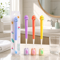 Livraison rapide, brosse à dents manuelle légère et pratique pour enfants, poignée en plastique, poils en PBT doux, ergonomique, sans BPA, motif animal mignon.