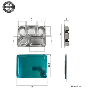 Plaque indonésienne en acier inoxydable 304, boîte à lunch indonésienne avec couvercle pour <span class=keywords><strong>cantine</strong></span>, grande boîte à lunch approfondie à cinq sections - Product Image 2