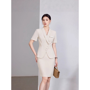 Women's Summer Suit Set Short Sleeve Wool Blend Two Piece Skirt Suit For Office Lady Commute Anti Wrinkle YX 717B08KC06Q - Product Image 4
