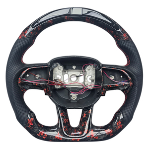 Nuevos Productos Exclusivos: Volante Deportivo de Fibra de Carbono Forjada con Empuñaduras de Cuero y Luces LED para Dodge Challenger SRT - Product Image 1