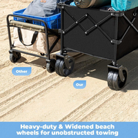 Chariot pliant avec poignée rebondissante, cadre en aluminium robuste, certifié ISO9001, multi-usages, plage, camping, jardin, chariot de courses, personnalisable