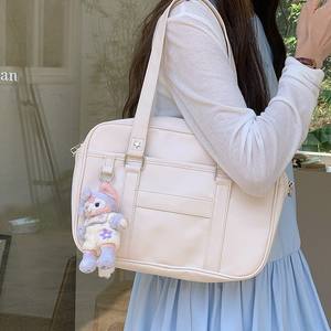 Japanese Style <b>Schoolgirl</b> Tote Bag Black Large Capacity Water Resistant Crossbody Bag For Everyday Use Spring 2025 - Product Image 3