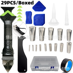 29Pcs <b>Boxed</b> 5 In 1 Caulk Tool Set Metal Blades Sealant Scraper Tile Grout <b>Remover</b> Construction Accessory - Product Image 1
