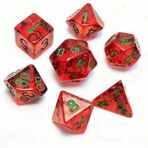 ชุดลูกเต๋าเรซินรูกบาศก์มุมโค้งมนสีแดงลูกกวาดโลโก้ที่กำหนดเองสำหรับเกมสวมบทบาทดันเจี้ยนและมังกร - Product Image 1