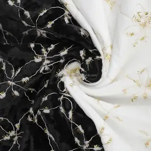 China Supplier Wholesale Shine Poly Embroidered Fabric Velvet