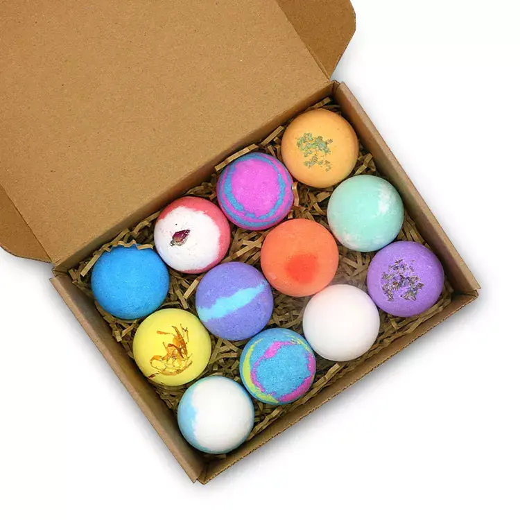 Relax Spa Handmade Maker Private Label 12pcs Bath Ball Fizzy Spa Colorful Bath Bomb Set In Gift Box