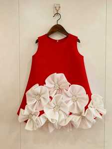 Vestido de Verano para Niñas, Diseño OEM ODM al por Mayor, sin Mangas, con Flores 3D, Línea A, con Perlas y Estambres, Ropa Infantil, Vestidos para Bebé<span class=keywords><strong>s</strong></span> - Product Image 4