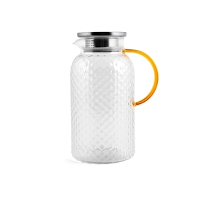 Carafe en verre borosilicate transparent minimaliste Pengo 1,8 L avec couvercle en acier inoxydable résistant à la chaleur et poignée, idéale pour le thé et les réceptions - Product Image 1