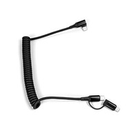 Câbles Accessoires couramment utilisés Câble de charge personnalisé 2 en 1 Ressort Coude à 90 ° Câble de type C pour iPhone 15 Pro Max.