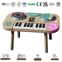 Table de mixage DJ et piano interactifs en bois avec support pour enfants, effets lumineux LED colorés, double platine, bureau d'activités Montessori