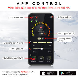 WASOTO Haute Qualité 7.4V 3000mAh Noir Crew Rechargeable Chauffé Hommes Chaussettes pour Hiver En Plein Air Ski <span class=keywords><strong>Bluetooth</strong></span> APP Contrôlé - Product Image 4