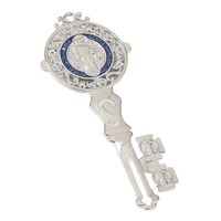 Aziz Benedict Madalyası Anahtar Şeklinde Dini Hatıra - Katolik Şeytan Çıkarma Madalyası Anahtar 12.7cm Altın/Gümüş Tonlu Dini Hediye