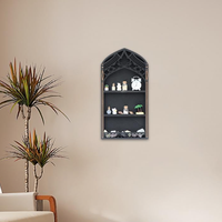 Offre Spéciale meubles de maison noir style gothique église fenêtre cristal étagère murale bois cristal étagère