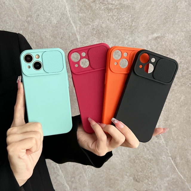 Slide Camera Protect Back Cover for iPhone All Model Soft TPU Phone Case for Samsung for Xiaomi for iPhone 16 15 14 13 12 11