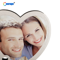 Double coeur forme cadre photo numérique sublimation cadre photo en bois blanc pour les couples MD-054