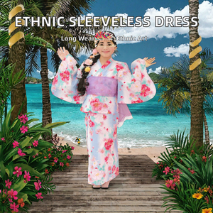 Vestido Largo Informal Hawaiano Samoano de Algodón sin Mangas con Cuello Redondo y Estampado de Nueva Zelanda, Diseño de Bolsillo Personalizado para Mujer, en Oferta - Product Image 2