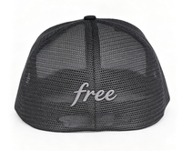 3D geborduurde logo zwarte trucker pet met platte klep en mesh achterkant