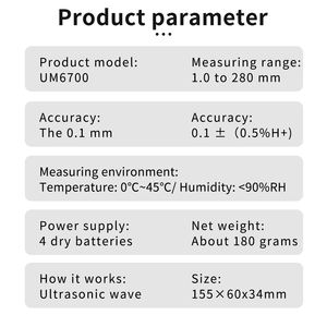 Nuovi arrivi UM6700 spessimetro ad ultrasuoni grande schermo LCD spessimetro con sonda ampiamente utilizzato - Product Image 5