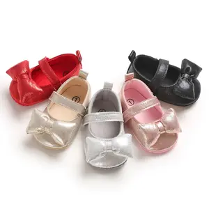 BB0042 Wholesale Gold Silver Colors Crib Shoes Baby Girls Toddler Hook & Loop Soft Sole Shoes Girl Baby Dress Shoes