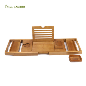 Venta caliente naturaleza bambú madera extensible antideslizante bañera <span class=keywords><strong>Caddy</strong></span> bandeja para baño Spa experiencia - Product Image 1