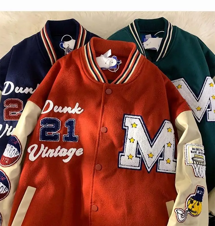 OEM nakış yamaları ceket özel Logo Letterman ceket beyzbol deri Streetwear ceket Varsity bombacı ceket erkekler için