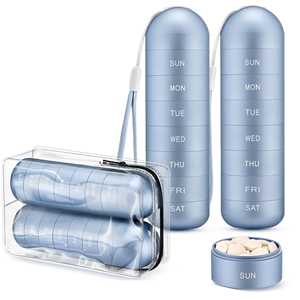 Customizable 7-Day Compact Aluminum Alloy Travel Pill <b>Box</b> Portable <b>Waterproof</b> Home <b>Storage</b> & Organization Medicine <b>Box</b> - Product Image 1