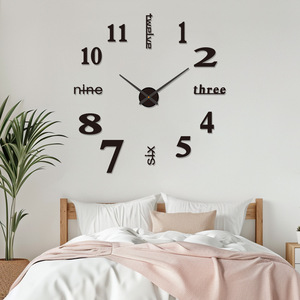 <span class=keywords><strong>Horloge</strong></span> murale numérique silencieuse minimaliste moderne en <span class=keywords><strong>bois</strong></span> 3D décorative grand format simple à faire soi-même sans perçage pour mariage - Product Image 2